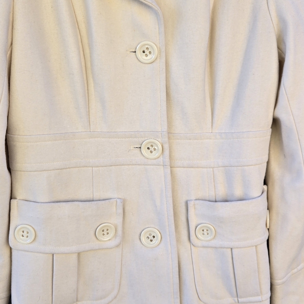 Tulle Cream Wool Pea Coat - Picture 5 of 10